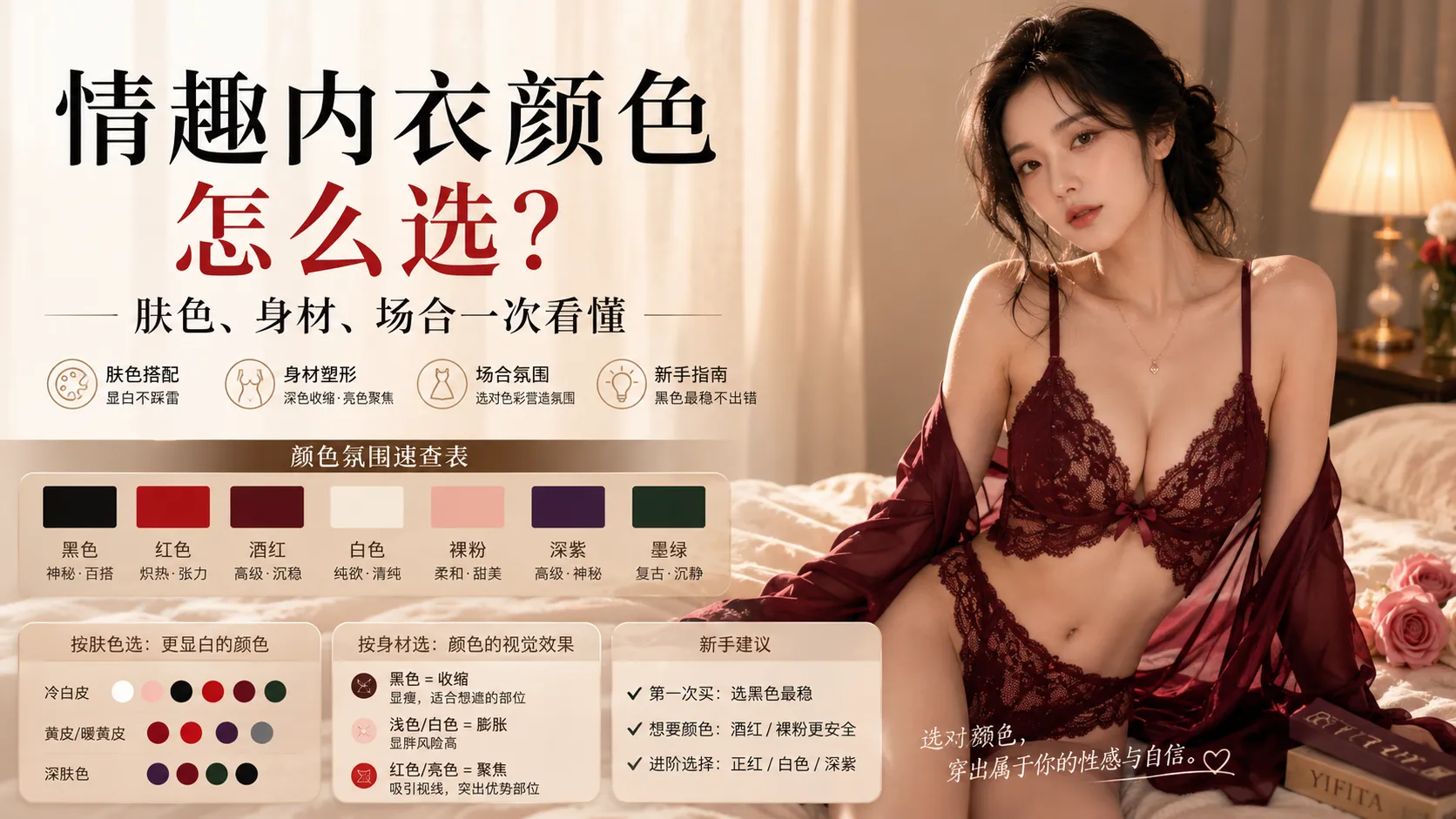情趣内衣颜色怎么选?肤色、身材、场合一次看懂